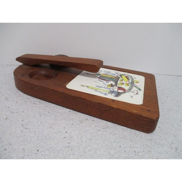 *Vintage Cottage Core Mini Wood Ceramic Tile Cheese Kitchen Server Cutting Board - Picture 5 of 7